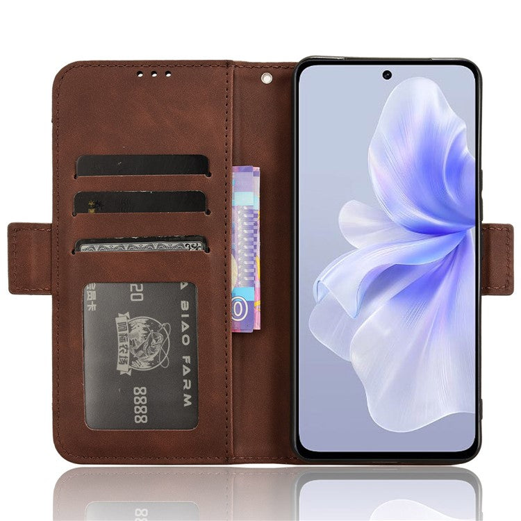 For vivo S18e 5G Case with Multiple Card Slots PU Leather Folio Phone Cover - Brown