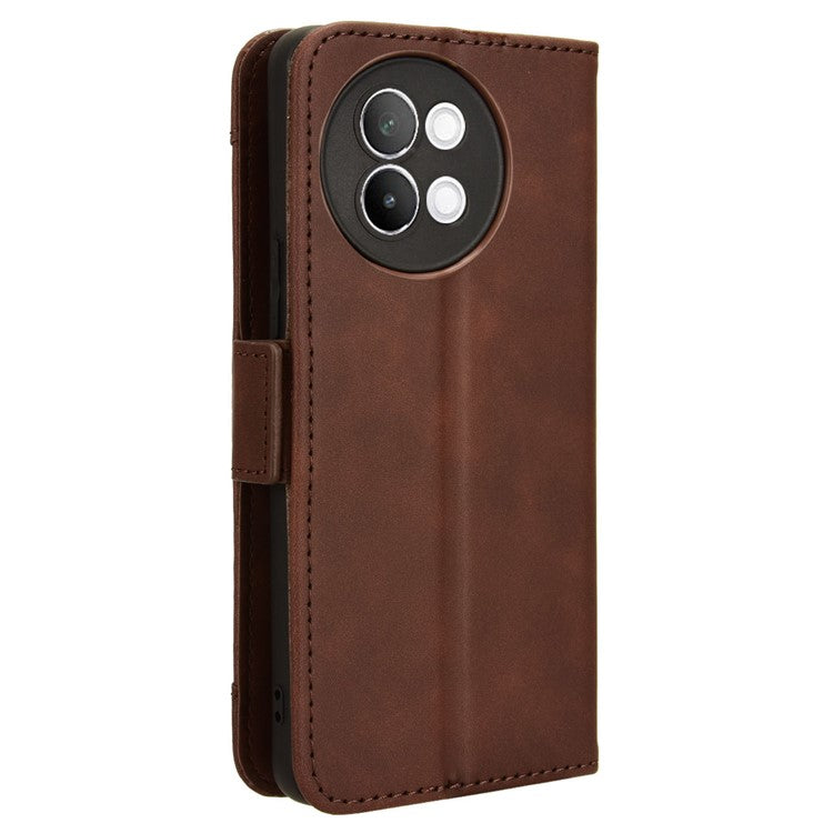 For vivo S18e 5G Case with Multiple Card Slots PU Leather Folio Phone Cover - Brown