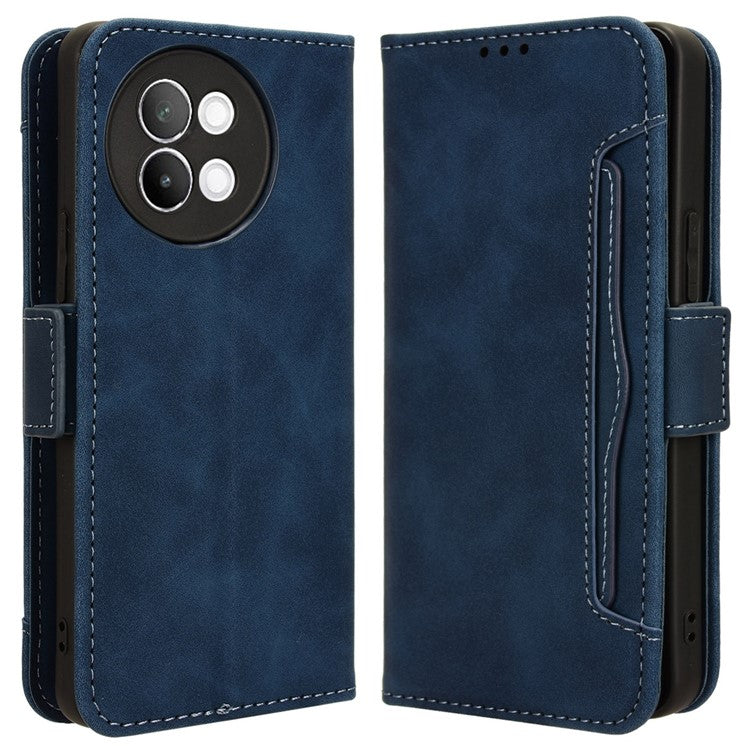 For vivo S18e 5G Case with Multiple Card Slots PU Leather Folio Phone Cover - Blue