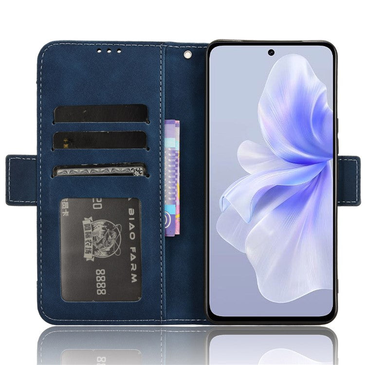 For vivo S18e 5G Case with Multiple Card Slots PU Leather Folio Phone Cover - Blue