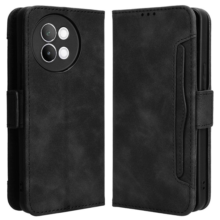 For vivo S18e 5G Case with Multiple Card Slots PU Leather Folio Phone Cover - Black