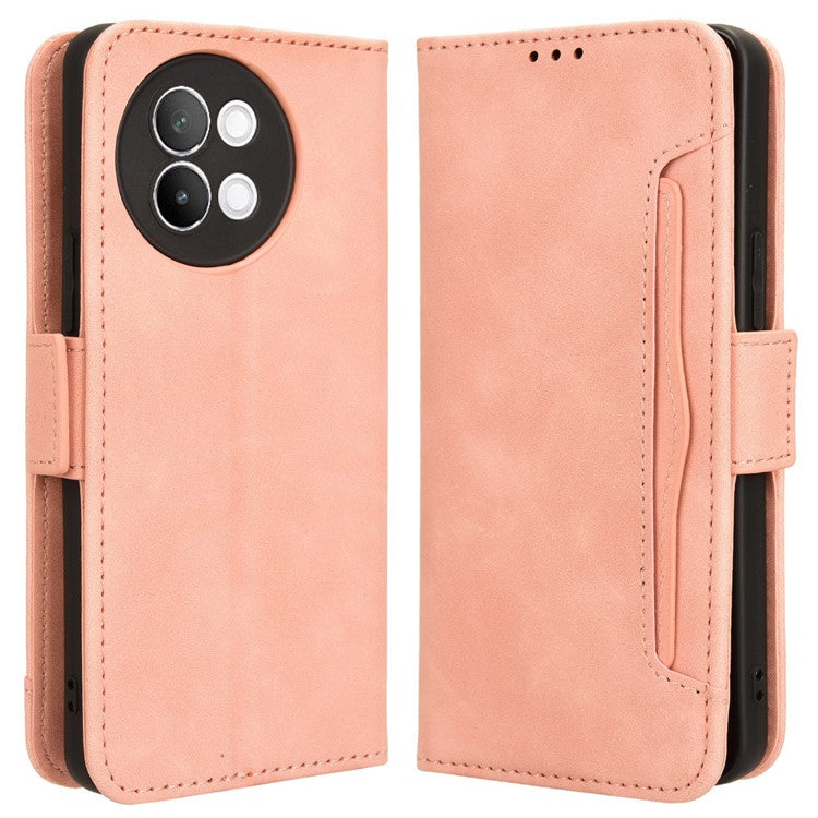 For vivo S18e 5G Case with Multiple Card Slots PU Leather Folio Phone Cover - Pink