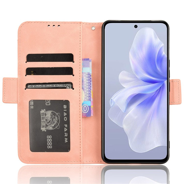 For vivo S18e 5G Case with Multiple Card Slots PU Leather Folio Phone Cover - Pink