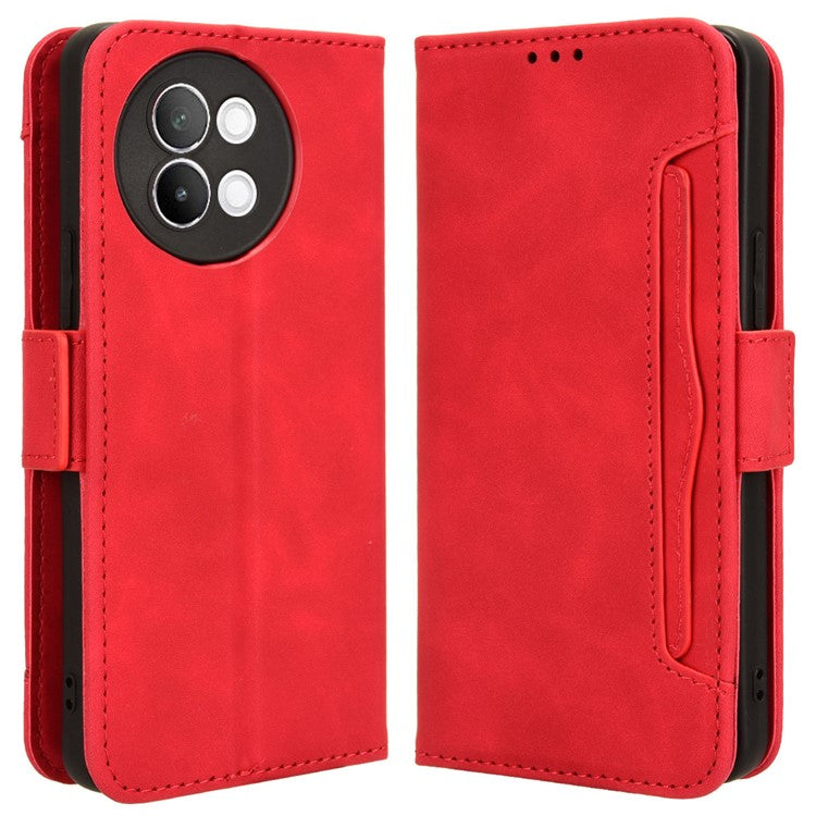 For vivo S18e 5G Case with Multiple Card Slots PU Leather Folio Phone Cover - Red