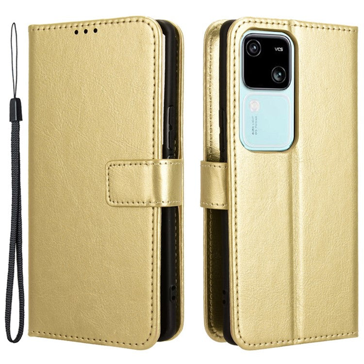 For vivo S18 5G / S18 Pro 5G /  V30 5G / V30 Pro 5G Case Crazy Horse Texture Leather Full Protection Phone Cover - Gold