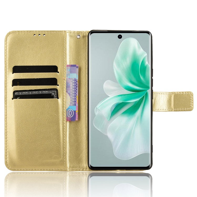 For vivo S18 5G / S18 Pro 5G /  V30 5G / V30 Pro 5G Case Crazy Horse Texture Leather Full Protection Phone Cover - Gold