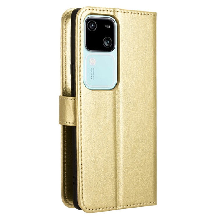 For vivo S18 5G / S18 Pro 5G /  V30 5G / V30 Pro 5G Case Crazy Horse Texture Leather Full Protection Phone Cover - Gold