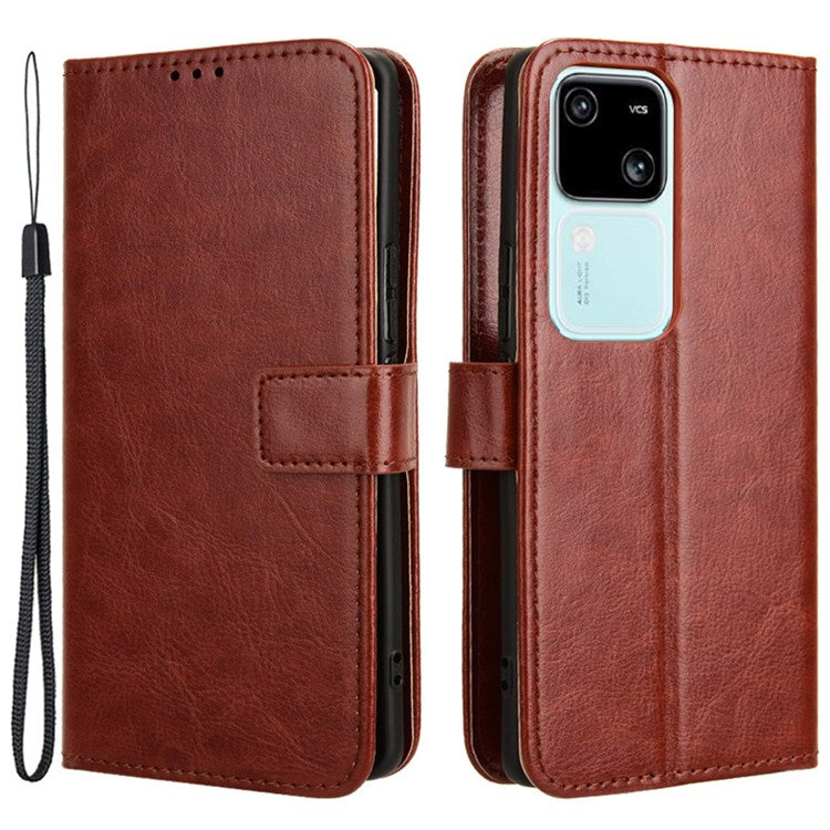 For vivo S18 5G / S18 Pro 5G / V30 5G / V30 Pro 5G Case Crazy Horse Texture Leather Full Protection Phone Cover - Brown