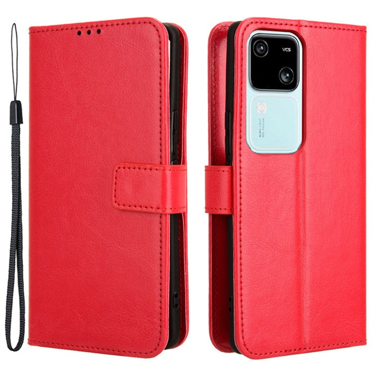 For vivo S18 5G / S18 Pro 5G / V30 5G / V30 Pro 5G Case Crazy Horse Texture Leather Full Protection Phone Cover - Red