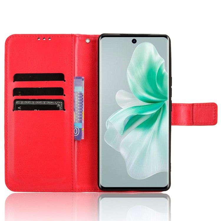 For vivo S18 5G / S18 Pro 5G / V30 5G / V30 Pro 5G Case Crazy Horse Texture Leather Full Protection Phone Cover - Red