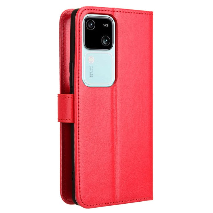 For vivo S18 5G / S18 Pro 5G / V30 5G / V30 Pro 5G Case Crazy Horse Texture Leather Full Protection Phone Cover - Red