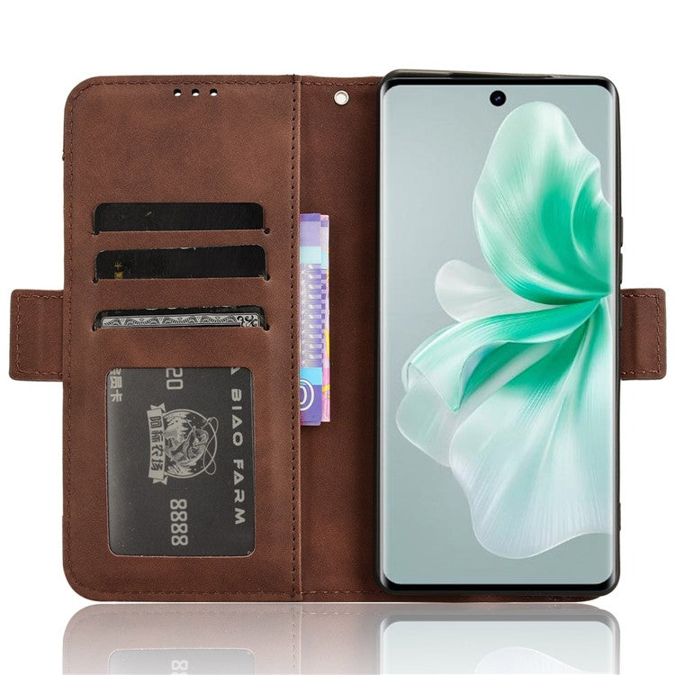 For vivo S18 5G / S18 Pro 5G / V30 5G / V30 Pro 5G Case PU Leather Stand Multiple Card Slots Phone Cover - Brown