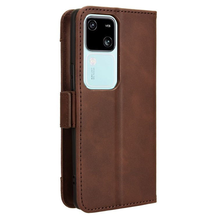 For vivo S18 5G / S18 Pro 5G / V30 5G / V30 Pro 5G Case PU Leather Stand Multiple Card Slots Phone Cover - Brown