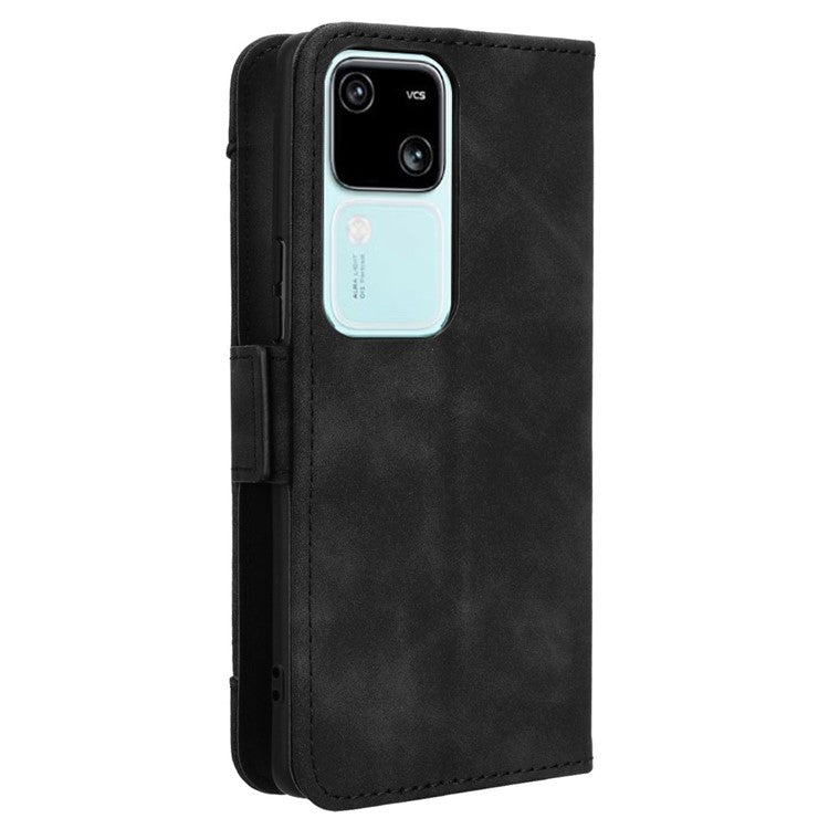 For vivo S18 5G / S18 Pro 5G / V30 5G / V30 Pro 5G Case PU Leather Stand Multiple Card Slots Phone Cover - Black