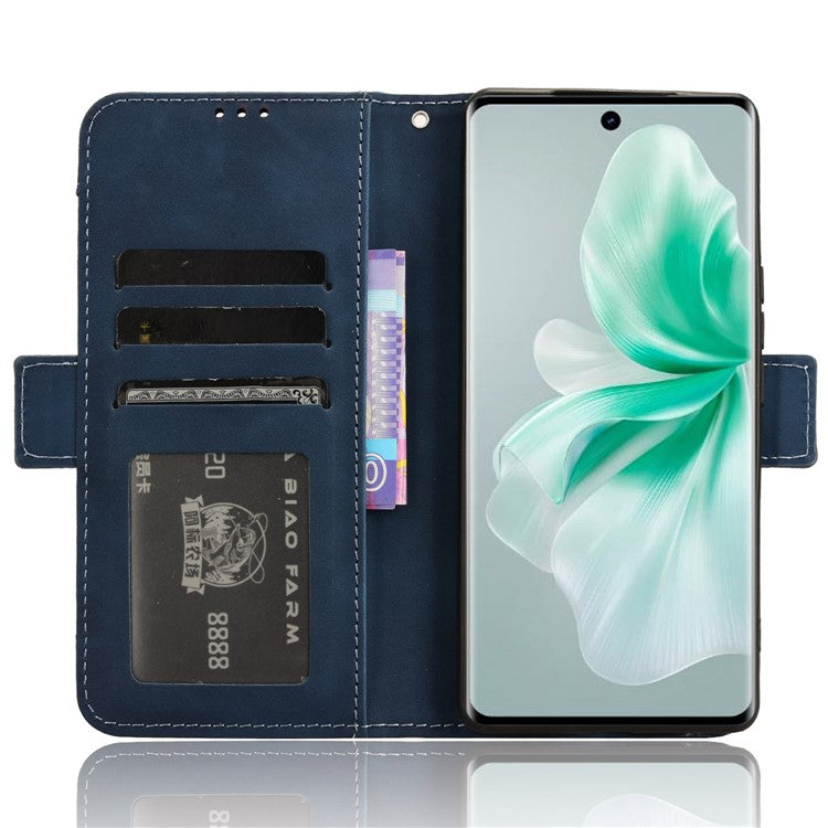 For vivo S18 5G / S18 Pro 5G / V30 5G / V30 Pro 5G Case PU Leather Stand Multiple Card Slots Phone Cover - Blue