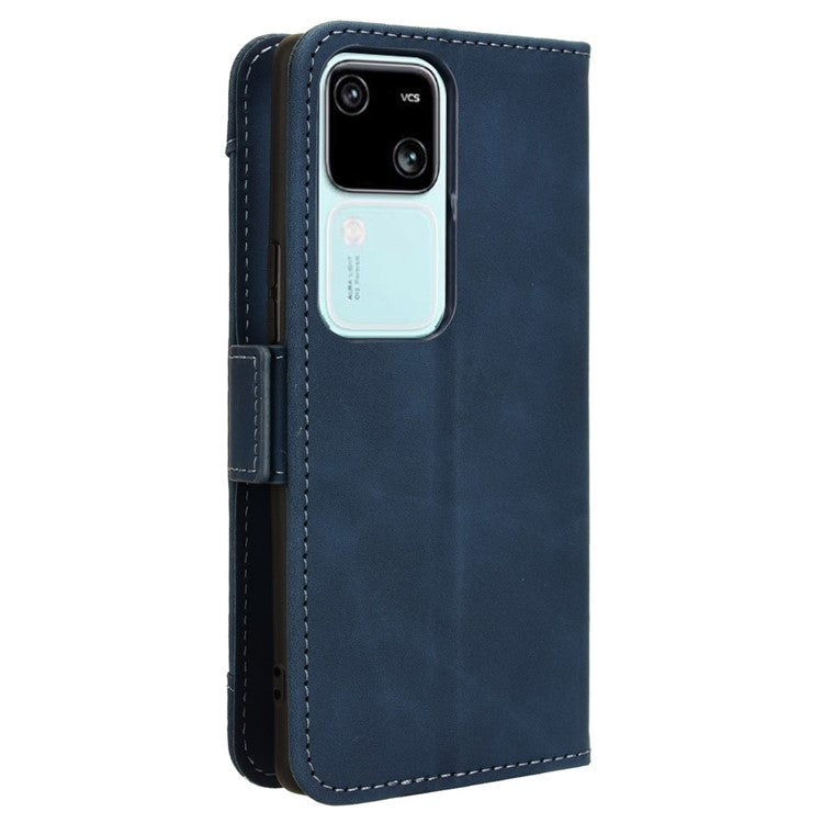 For vivo S18 5G / S18 Pro 5G / V30 5G / V30 Pro 5G Case PU Leather Stand Multiple Card Slots Phone Cover - Blue