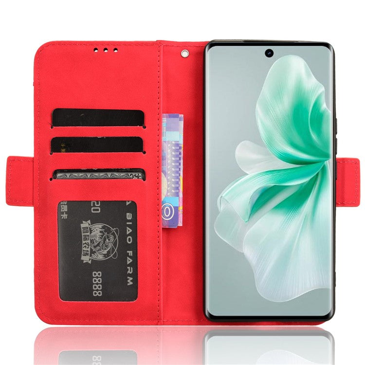 For vivo S18 5G / S18 Pro 5G / V30 5G / V30 Pro 5G Case PU Leather Stand Multiple Card Slots Phone Cover - Red