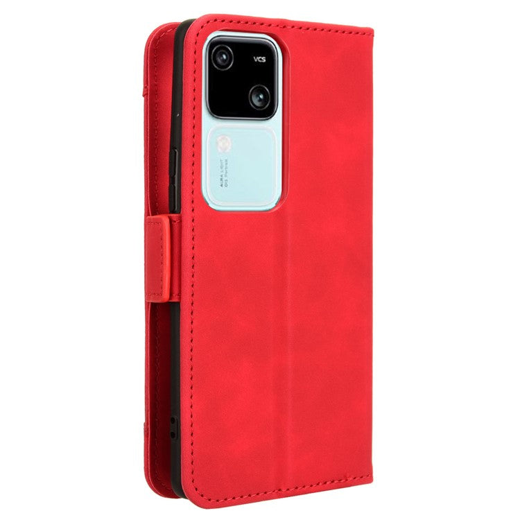 For vivo S18 5G / S18 Pro 5G / V30 5G / V30 Pro 5G Case PU Leather Stand Multiple Card Slots Phone Cover - Red