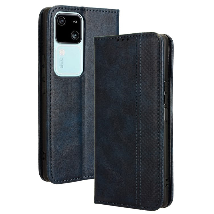 For vivo S18 5G / S18 Pro 5G / V30 5G / V30 Pro 5G Case PU Leather Flip Retro Wallet Phone Cover - Blue