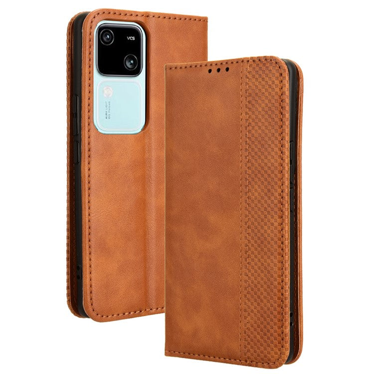 For vivo S18 5G / S18 Pro 5G / V30 5G / V30 Pro 5G Case PU Leather Flip Retro Wallet Phone Cover - Brown