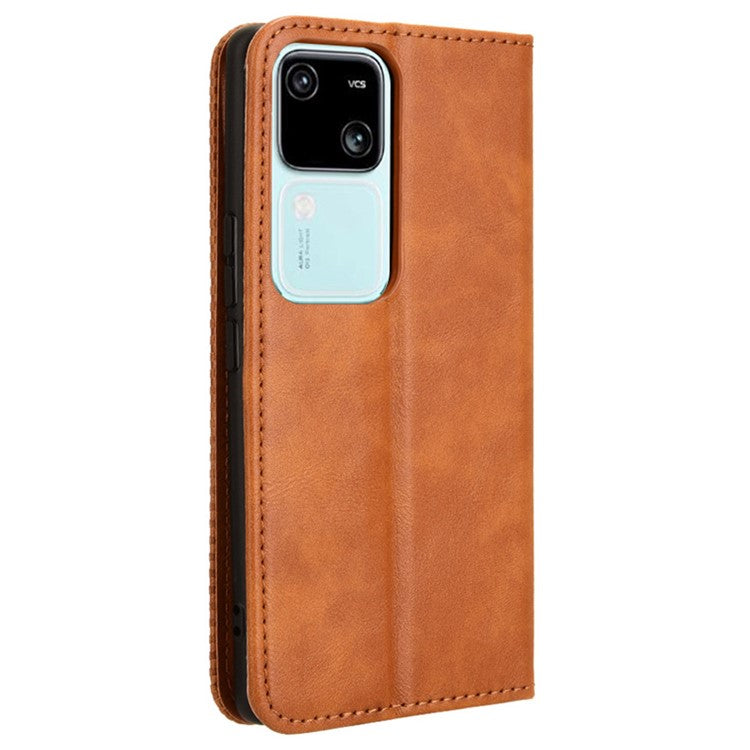 For vivo S18 5G / S18 Pro 5G / V30 5G / V30 Pro 5G Case PU Leather Flip Retro Wallet Phone Cover - Brown