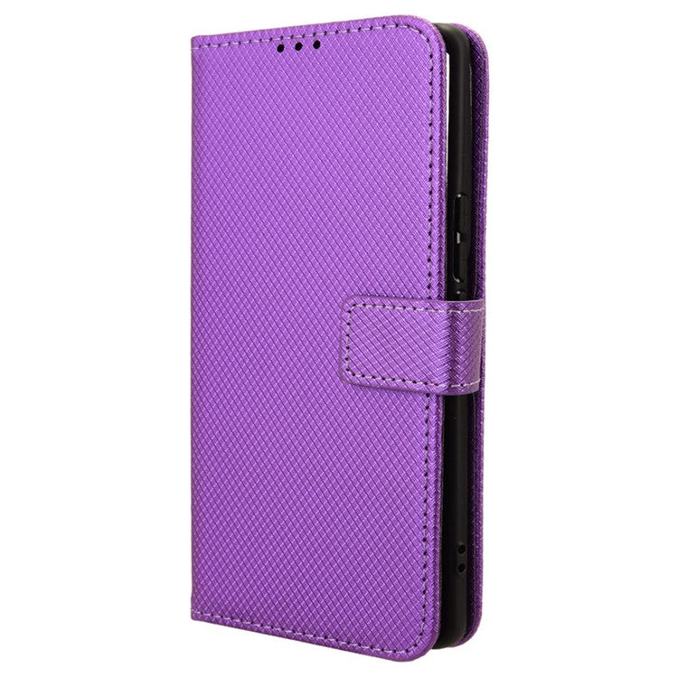 For vivo S18 5G / S18 Pro 5G / V30 5G / V30 Pro 5G Case PU Leather Stand Wrist Strap Diamond Texture Phone Cover - Purple