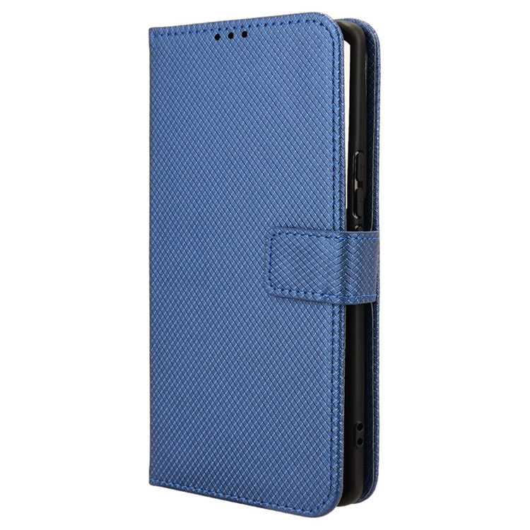 For vivo S18 5G / S18 Pro 5G / V30 5G / V30 Pro 5G Case PU Leather Stand Wrist Strap Diamond Texture Phone Cover - Blue