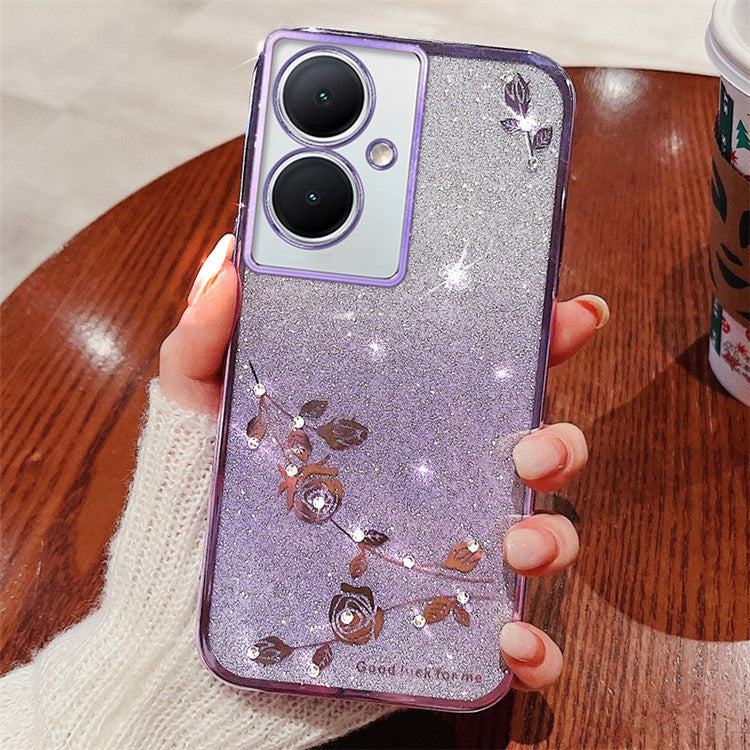 KADEM For vivo Y78 5G / Y78+ 5G / V29 Lite 5G Case Sparkle Flower TPU Phone  Cover with Lanyard - Purple