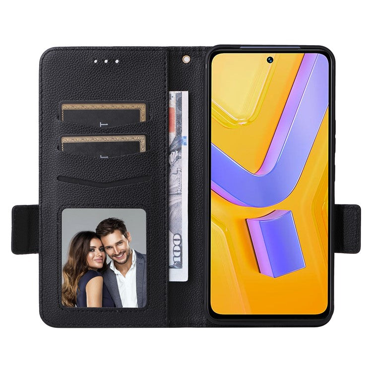 For vivo Y200e 5G / V40 SE 5G / Y100 5G (Indonesia) / V30 Lite 4G / T3 5G / Y100 4G / V30 SE 5G Case Leather Folio Stand Phone Cover - Black