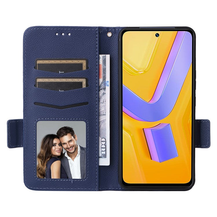 For vivo Y200e 5G / V40 SE 5G / Y100 5G (Indonesia) / V30 Lite 4G / T3 5G / Y100 4G / V30 SE 5G Case Leather Folio Stand Phone Cover - Dark Blue