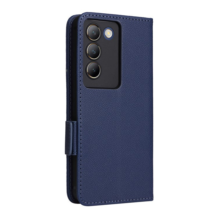 For vivo Y200e 5G / V40 SE 5G / Y100 5G (Indonesia) / V30 Lite 4G / T3 5G / Y100 4G / V30 SE 5G Case Leather Folio Stand Phone Cover - Dark Blue