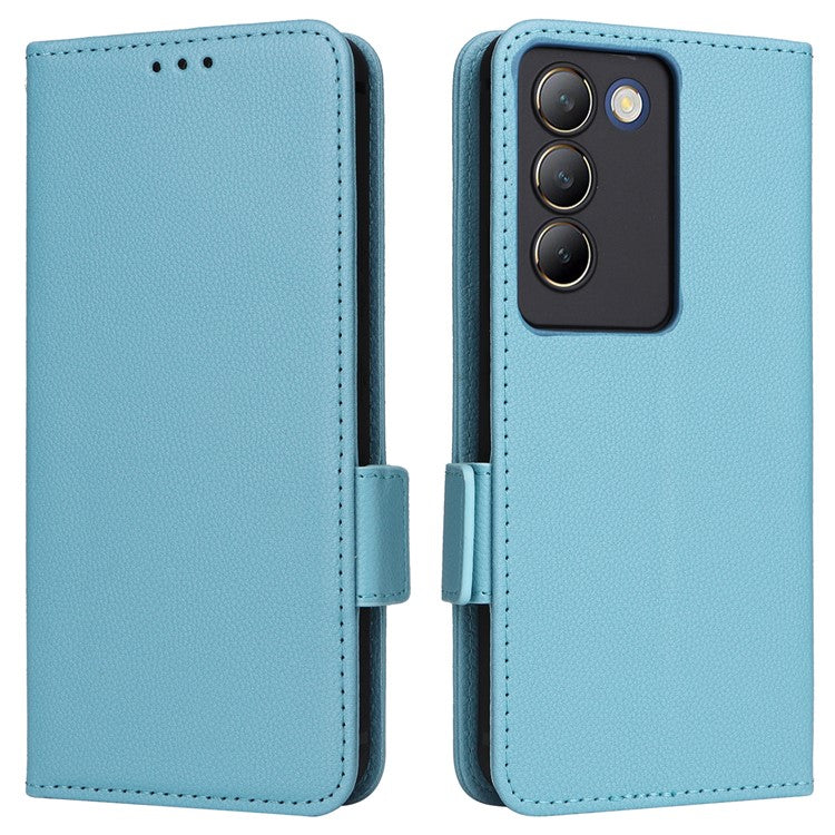 For vivo Y200e 5G / V40 SE 5G / Y100 5G (Indonesia) / V30 Lite 4G / T3 5G / Y100 4G / V30 SE 5G Case Leather Folio Stand Phone Cover - Baby Blue