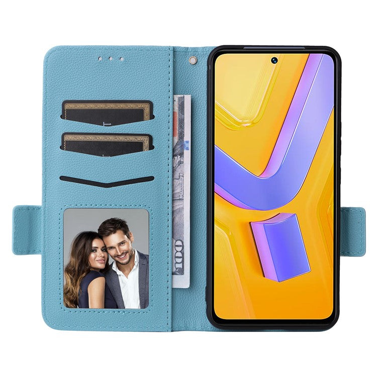 For vivo Y200e 5G / V40 SE 5G / Y100 5G (Indonesia) / V30 Lite 4G / T3 5G / Y100 4G / V30 SE 5G Case Leather Folio Stand Phone Cover - Baby Blue