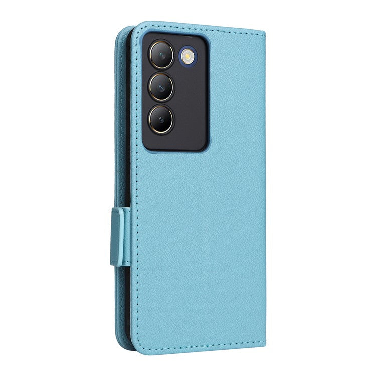 For vivo Y200e 5G / V40 SE 5G / Y100 5G (Indonesia) / V30 Lite 4G / T3 5G / Y100 4G / V30 SE 5G Case Leather Folio Stand Phone Cover - Baby Blue