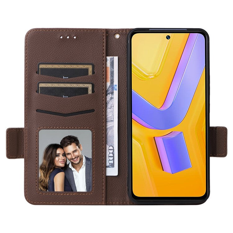 For vivo Y200e 5G / V40 SE 5G / Y100 5G (Indonesia) / V30 Lite 4G / T3 5G / Y100 4G / V30 SE 5G Case Leather Folio Stand Phone Cover - Brown