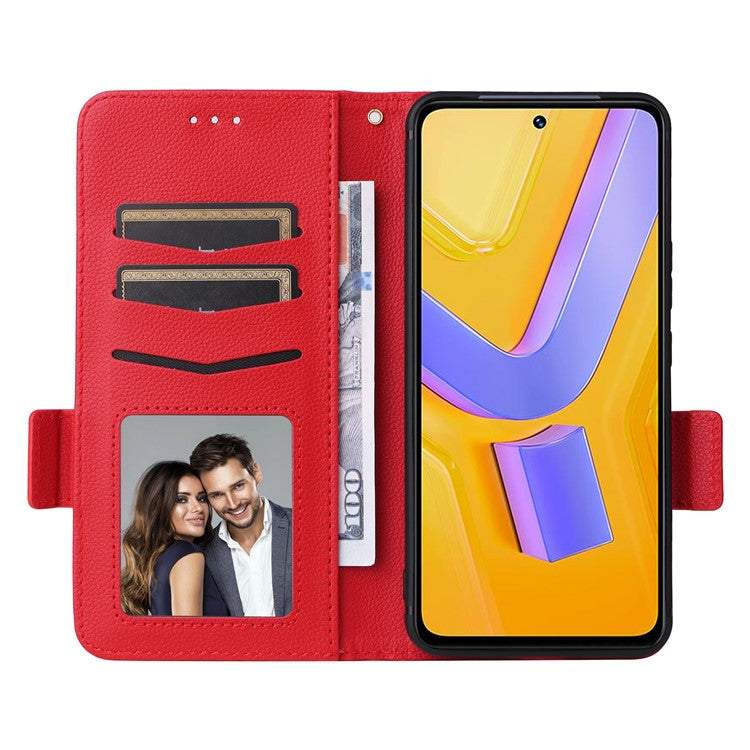 For vivo Y200e 5G / V40 SE 5G / Y100 5G (Indonesia) / V30 Lite 4G / T3 5G / Y100 4G / V30 SE 5G Case Leather Folio Stand Phone Cover - Red