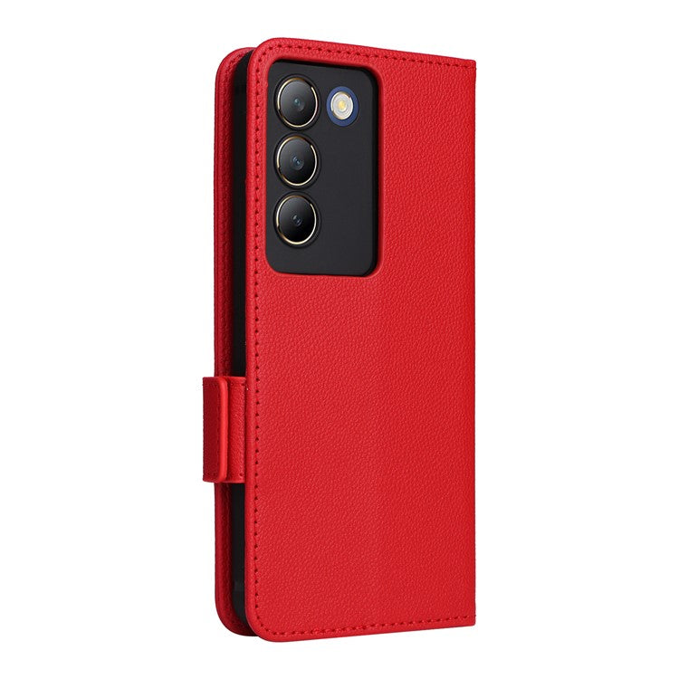 For vivo Y200e 5G / V40 SE 5G / Y100 5G (Indonesia) / V30 Lite 4G / T3 5G / Y100 4G / V30 SE 5G Case Leather Folio Stand Phone Cover - Red