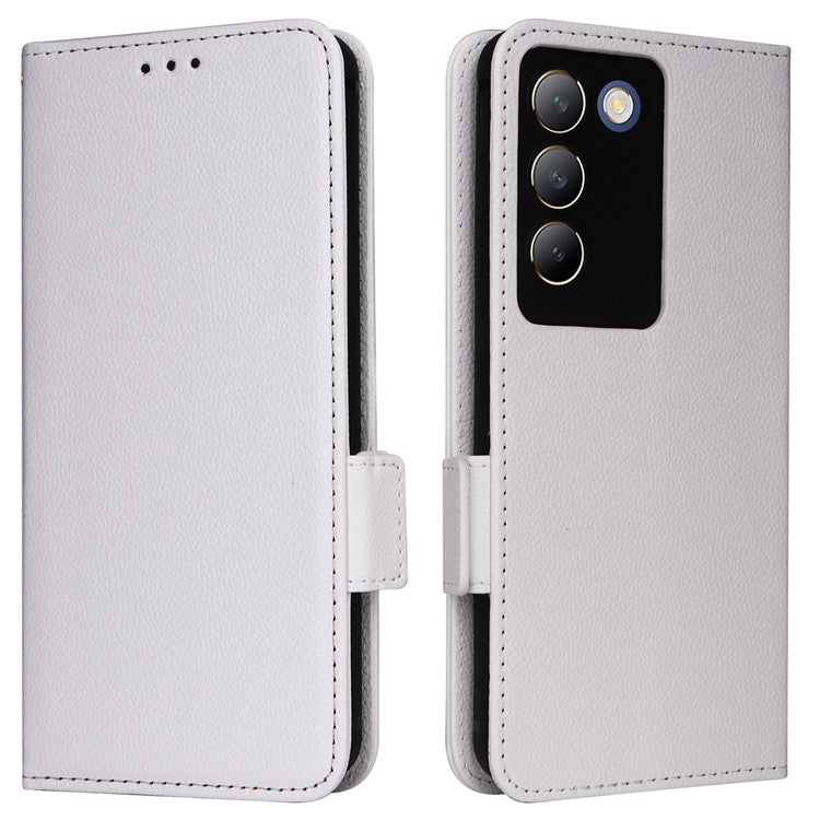 For vivo Y200e 5G / V40 SE 5G / Y100 5G (Indonesia) / V30 Lite 4G / T3 5G / Y100 4G / V30 SE 5G Case Leather Folio Stand Phone Cover - White