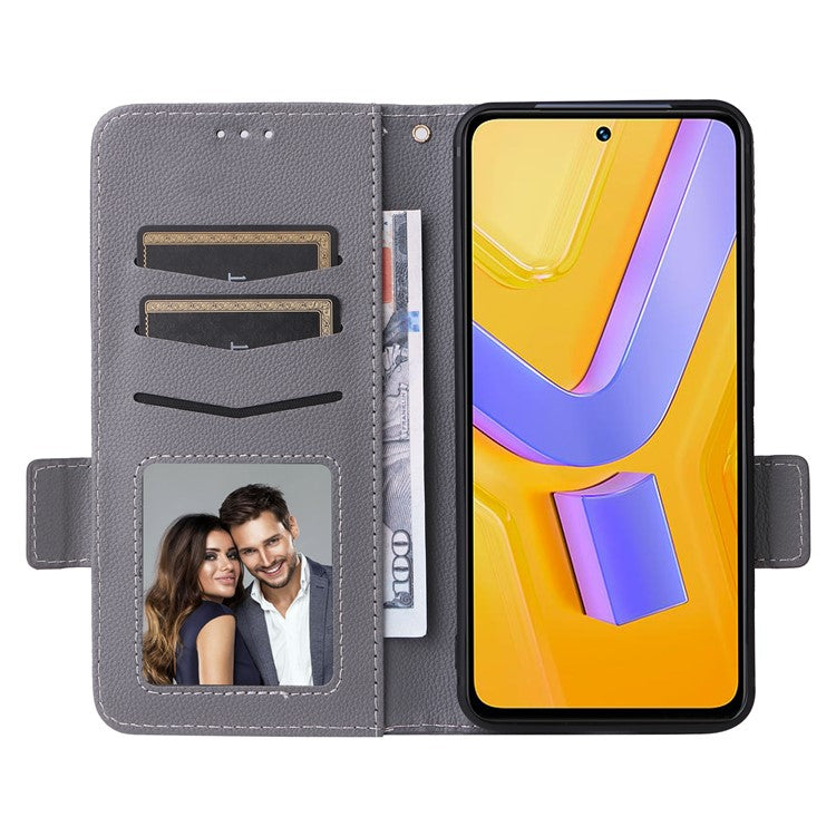 For vivo Y200e 5G / V40 SE 5G / Y100 5G (Indonesia) / V30 Lite 4G / T3 5G / Y100 4G / V30 SE 5G Case Leather Folio Stand Phone Cover - Grey