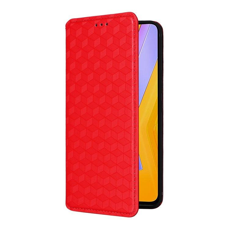 For vivo Y200e 5G / V40 SE 5G / Y100 5G (Indonesia) / V30 Lite 4G / T3 5G / Y100 4G / V30 SE 5G Case Rhombus Pattern Smart Phone Cover - Red