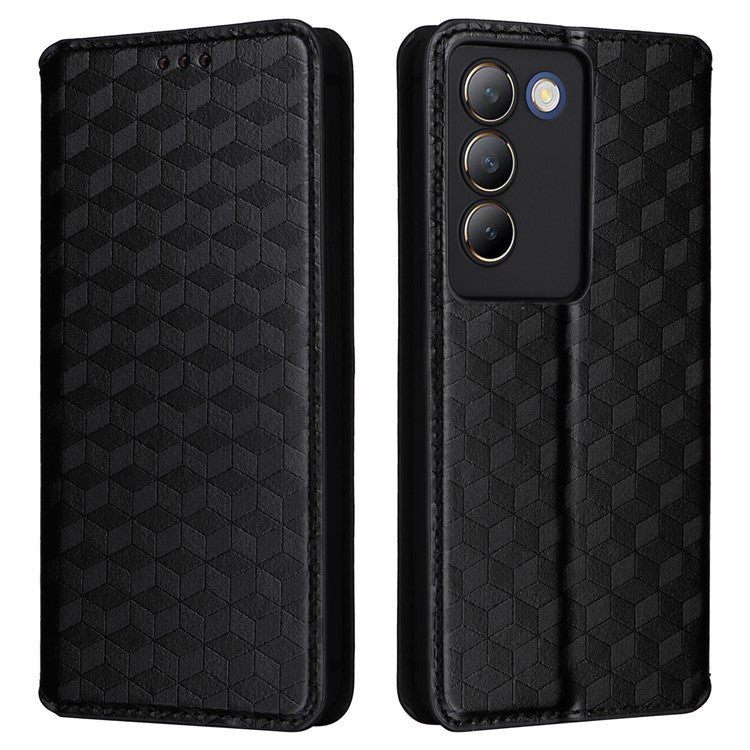 For vivo Y200e 5G / V40 SE 5G / Y100 5G (Indonesia) / V30 Lite 4G / T3 5G / Y100 4G / V30 SE 5G Case Rhombus Pattern Smart Phone Cover - Black