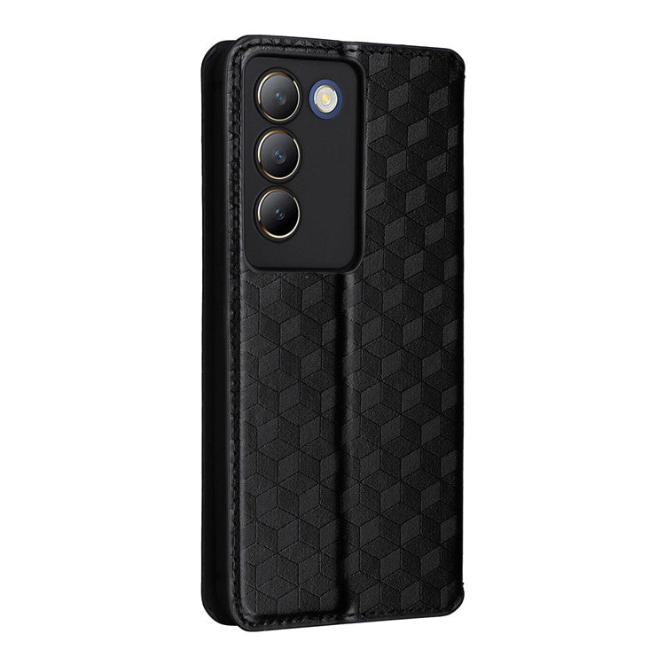 For vivo Y200e 5G / V40 SE 5G / Y100 5G (Indonesia) / V30 Lite 4G / T3 5G / Y100 4G / V30 SE 5G Case Rhombus Pattern Smart Phone Cover - Black