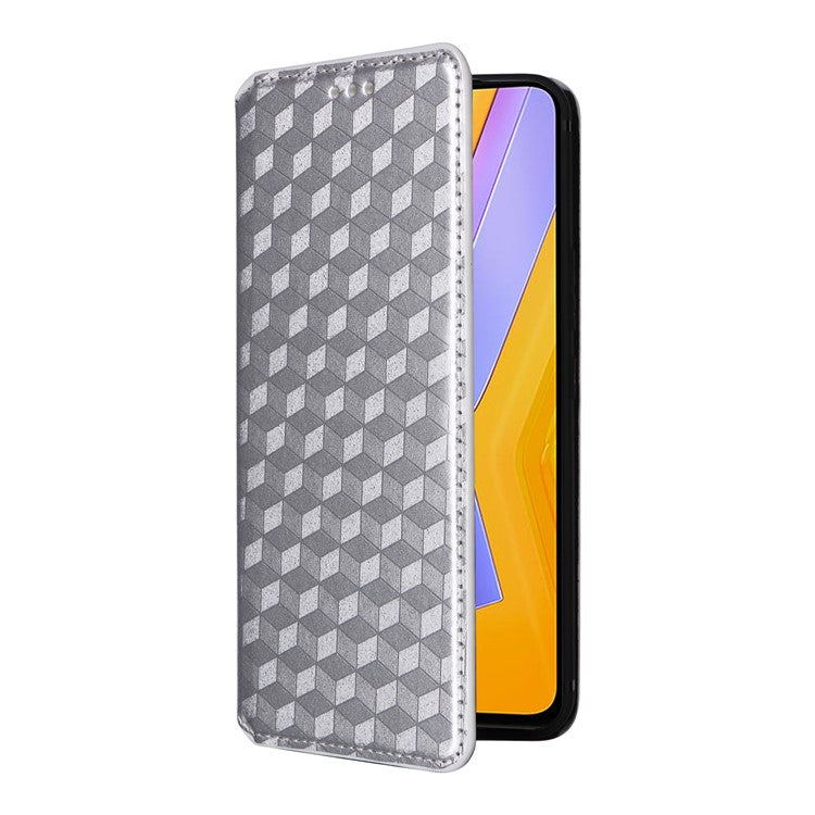 For vivo Y200e 5G / V40 SE 5G / Y100 5G (Indonesia) / V30 Lite 4G / T3 5G / Y100 4G / V30 SE 5G Case Rhombus Pattern Smart Phone Cover - Silver