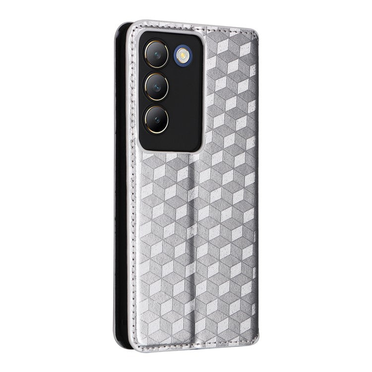 For vivo Y200e 5G / V40 SE 5G / Y100 5G (Indonesia) / V30 Lite 4G / T3 5G / Y100 4G / V30 SE 5G Case Rhombus Pattern Smart Phone Cover - Silver