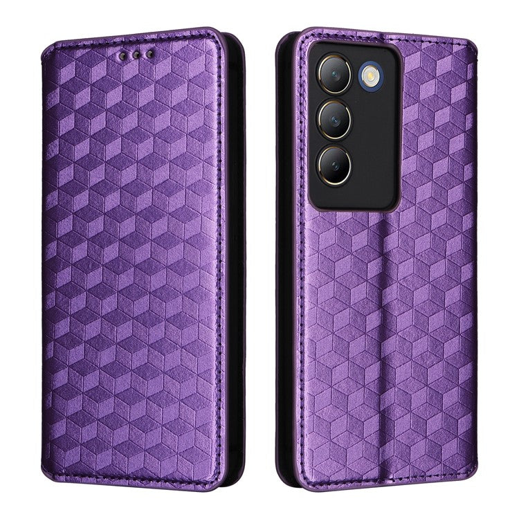 For vivo Y200e 5G / V40 SE 5G / Y100 5G (Indonesia) / V30 Lite 4G / T3 5G / Y100 4G / V30 SE 5G Case Rhombus Pattern Smart Phone Cover - Purple