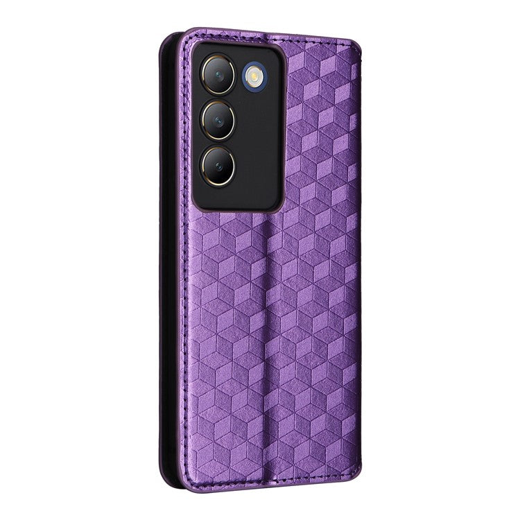 For vivo Y200e 5G / V40 SE 5G / Y100 5G (Indonesia) / V30 Lite 4G / T3 5G / Y100 4G / V30 SE 5G Case Rhombus Pattern Smart Phone Cover - Purple