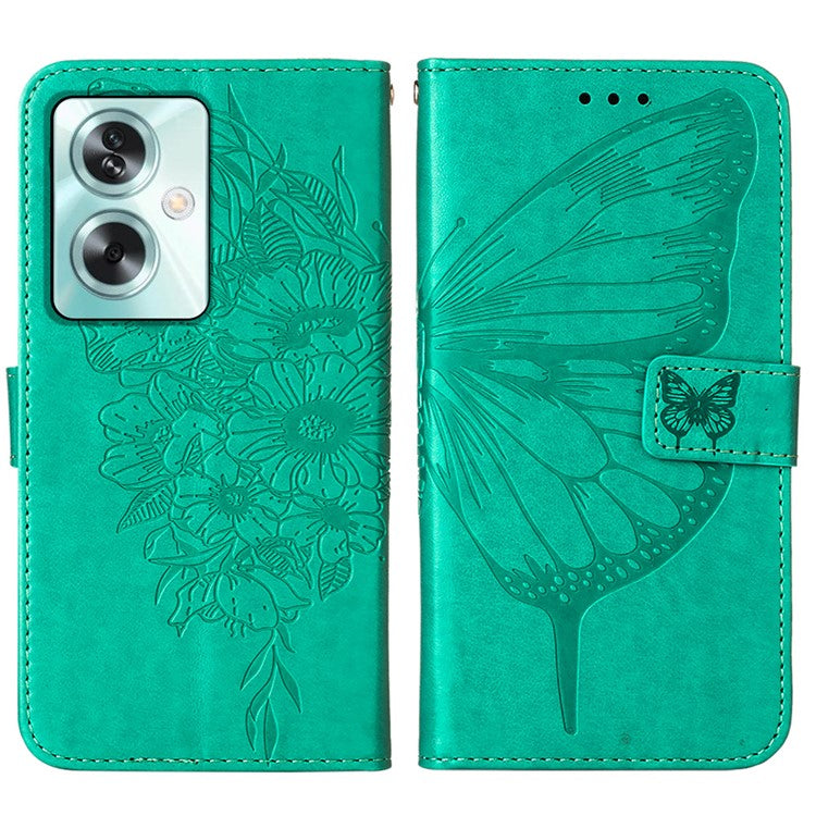 YB Imprinting Series-4 For Oppo A79 5G / A2 5G Phone Case Leather Stand Wallet Imprinted Cover with Strap - Green