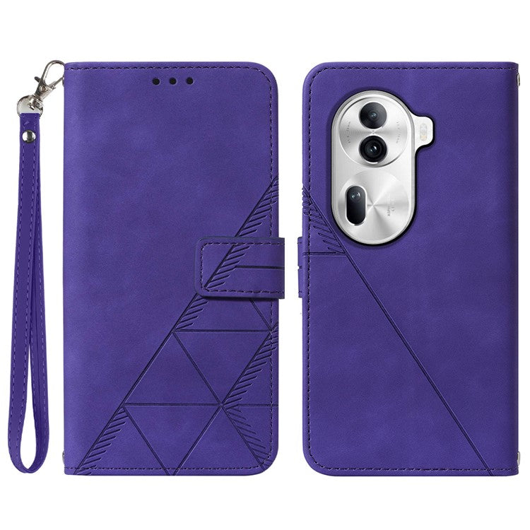 YB Imprinting Series-1 For Oppo Reno11 Pro 5G (Global) Case Leather Stand Flip Phone Cover with Hand Strap - Purple