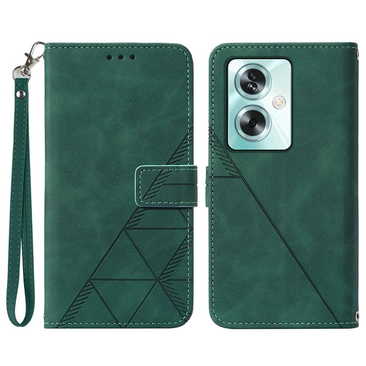 YB Imprinting Series-1 For Oppo A79 5G / A2 5G Case Protective Handbag Leather Purse Phone Cover - Blackish Green