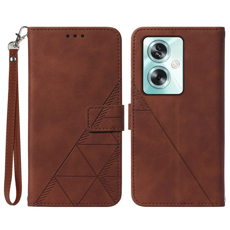 YB Imprinting Series-1 For Oppo A79 5G / A2 5G Case Protective Handbag Leather Purse Phone Cover - Brown